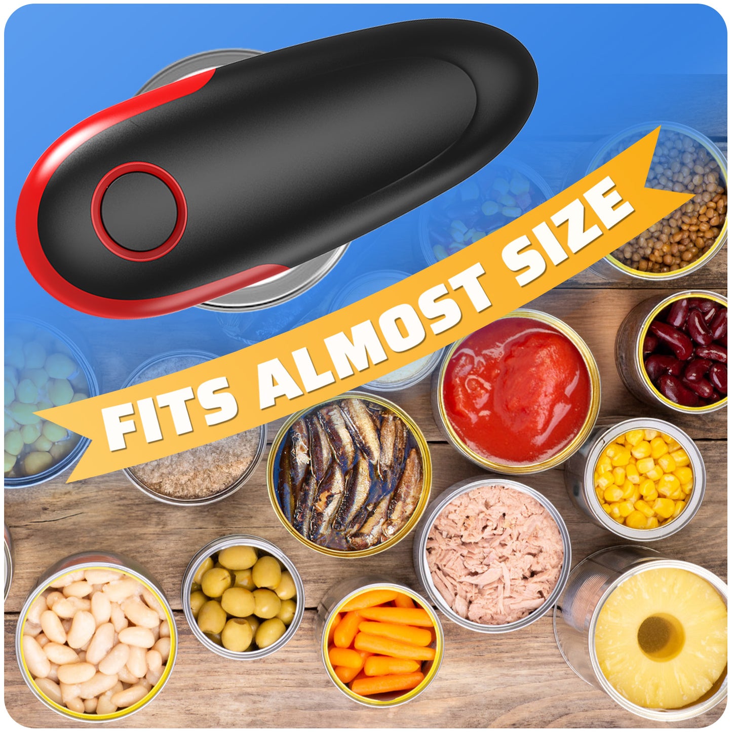 Electric Can Opener - Smooth Edge (No Sharp), Handheld Automatic, Portable for Camping - Easy for Arthritis Patients, Best Kitchen Gadget