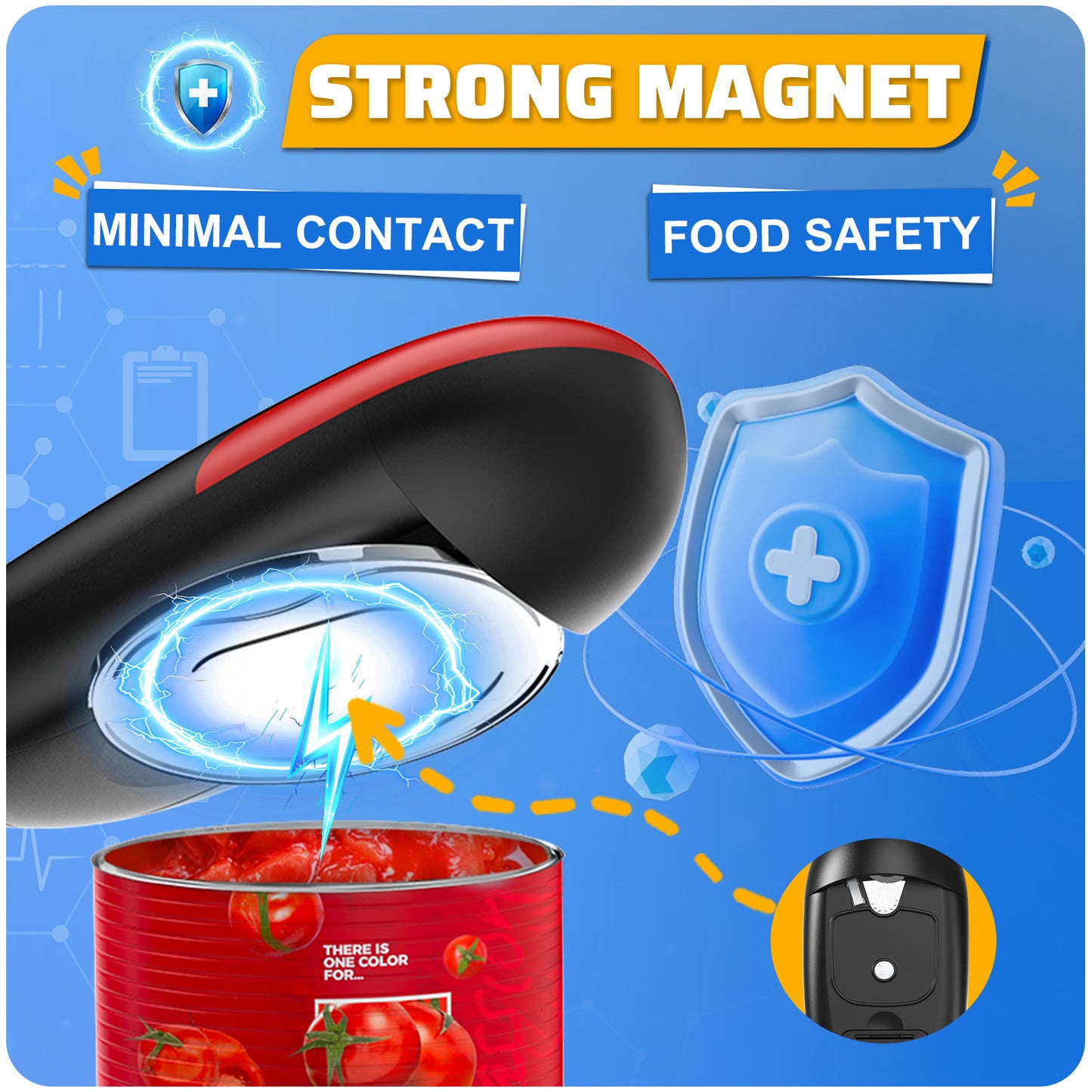 Electric Can Opener - Smooth Edge (No Sharp), Handheld Automatic, Portable for Camping - Easy for Arthritis Patients, Best Kitchen Gadget